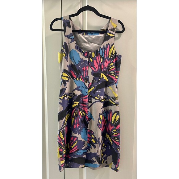 TRINA TURK 100% Silk Abstract Floral Artsy Dress, Sz 6 - Picture 3 of 6